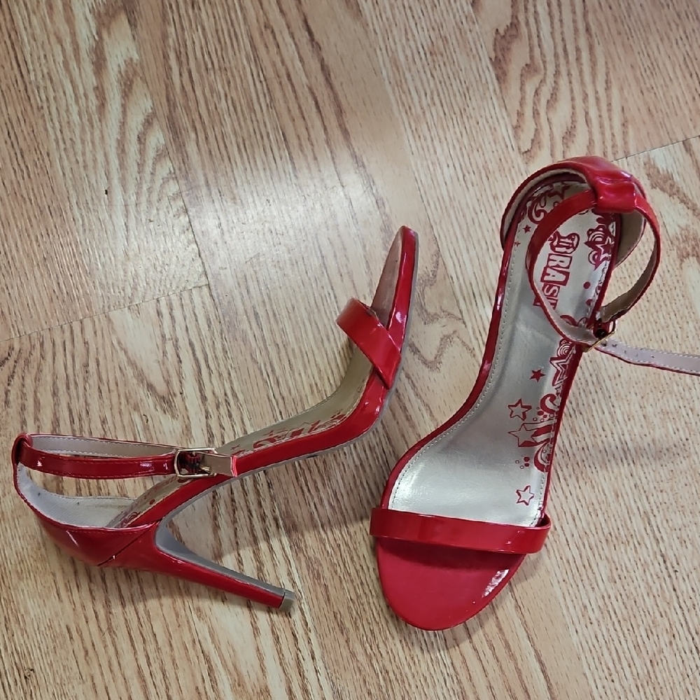 Brash Red Strappy Heels